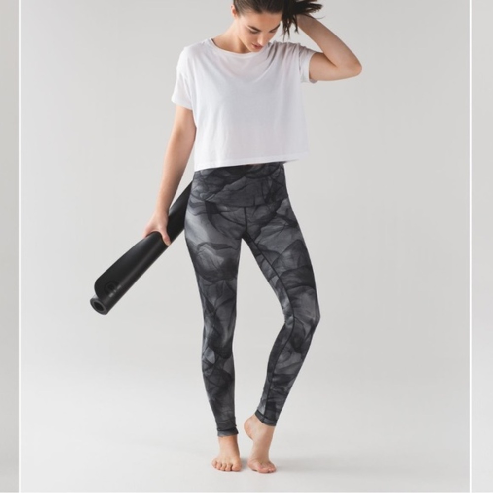 LULULEMON Wunder Under Pant Legging Hi-Rise Midnight Tulle Multi Black Size 6
